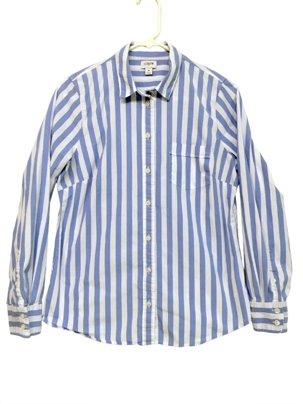 J. Crew Women's Blue & White Striped Shirt Size M